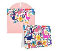 GDSHJKLW Biglietto di auguri con lettere messicane Otomi, con buste, 10,2 x 15,2 cm, biglietti di ringraziamento, biglietti per tutte le occasioni, rosa, per Natale, vacanze, compleanno, laurea