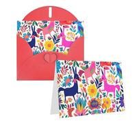 GDSHJKLW Biglietto di auguri con lettere messicane Otomi, con buste, 10,2 x 15,2 cm, biglietti di ringraziamento, biglietti per tutte le occasioni, rosso, per Natale, vacanze, compleanno, laurea