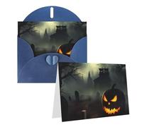 GDSHJKLW Biglietto di auguri horror di Halloween, vuoto, con buste, 10,2 x 15,2 cm, biglietti di ringraziamento, biglietti per tutte le occasioni, blu, per Natale, vacanze, compleanni, lauree