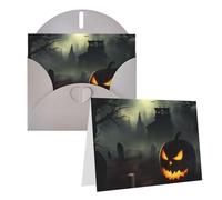 GDSHJKLW Biglietto di auguri horror di Halloween, vuoto, con buste, 10,2 x 15,2 cm, biglietti di ringraziamento, biglietti per tutte le occasioni, grigio, per Natale, vacanze, compleanno, laurea