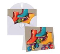 GDSHJKLW Biglietto di auguri in stile retrò colorato con pattini a rotelle, vuoto, con buste, 10,2 x 15,2 cm, biglietti di ringraziamento, biglietti per tutte le occasioni, per Natale, vacanze