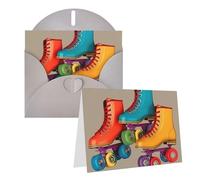 GDSHJKLW Biglietto di auguri in stile retrò colorato con pattini a rotelle, vuoto, con buste, 10,2 x 15,2 cm, biglietti di ringraziamento, biglietti per tutte le occasioni, colore grigio, per Natale