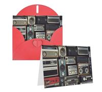 GDSHJKLW Biglietto di auguri vintage con scritta "Wall of Radio", vuoto, con buste, 10,2 x 15,2 cm, biglietti di ringraziamento, biglietti per tutte le occasioni, per Natale, vacanze, compleanni