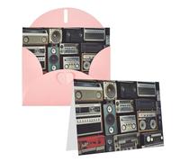 GDSHJKLW Biglietto di auguri vintage con scritta "Wall of Radio", vuoto, con buste, 10,2 x 15,2 cm, biglietti di ringraziamento, biglietti per tutte le occasioni, rosa, per Natale, vacanze, compleanno