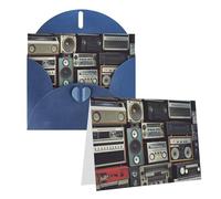 GDSHJKLW Biglietto di auguri vintage con scritta "Wall of Radio", vuoto, con buste, 10,2 x 15,2 cm, biglietti di ringraziamento, biglietti per tutte le occasioni, blu per Natale, vacanze, compleanno