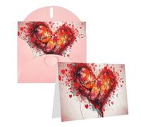 GDSHJKLW Biglietto di auguri vuoto a forma di cuore astratto con buste, 10,2 x 15,2 cm, biglietti di ringraziamento, biglietti per tutte le occasioni, rosa, per Natale, vacanze, compleanno, laurea