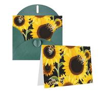 GDSHJKLW Biglietto di auguri vuoto con api girasole, con buste, 10,2 x 15,2 cm, biglietti di ringraziamento, biglietti per tutte le occasioni, verde scuro, per Natale, vacanze, compleanno, laurea