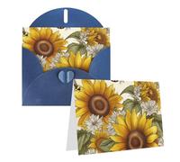 GDSHJKLW Biglietto di auguri vuoto con api, girasoli, margherita, rosa, fiori, con buste, 10,2 x 15,2 cm, biglietti di ringraziamento, biglietti per tutte le occasioni, blu per Natale, vacanze