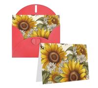 GDSHJKLW Biglietto di auguri vuoto con api, girasoli, margherite, rose, fiori, con buste, 10,2 x 15,2 cm, biglietti di ringraziamento, biglietti per tutte le occasioni, per Natale, vacanze, compleanno