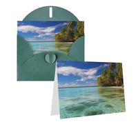GDSHJKLW Biglietto di auguri vuoto con buste con laguna Aitutaki, Isole Cook, 10,2 x 15,2 cm, biglietti di ringraziamento, biglietti per tutte le occasioni, verde scuro, per Natale, vacanze