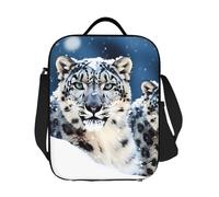GDSHJKLW Blue Eyed Snow Leopard Borsa termica per il pranzo, riutilizzabile, a prova di perdite, con tracolla regolabile, per ufficio, lavoro, viaggi, picnic, campeggio