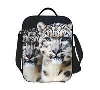 GDSHJKLW Blue Eyed Snow Leopard Borsa termica per il pranzo, riutilizzabile, a prova di perdite, con tracolla regolabile, per ufficio, lavoro, viaggi, picnic, campeggio