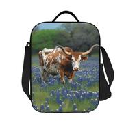 GDSHJKLW Bluebonnet Longhorn Borsa termica per il pranzo, riutilizzabile, a prova di perdite, con tracolla regolabile, per ufficio, lavoro, viaggi, picnic, campeggio