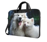 GDSHJKLW Borsa a tracolla per computer portatile da 13 pollici per uomo e donna, borsa a tracolla impermeabile con cane bianco con manico
