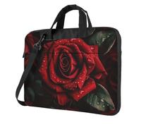 GDSHJKLW Borsa a tracolla per computer portatile da 13 pollici per uomo e donna, borsa messenger impermeabile con rosa rossa borsa per laptop con maniglia a tracolla