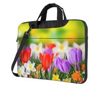 GDSHJKLW Borsa a tracolla per computer portatile da 13 pollici per uomo e donna, borsa messenger impermeabile con fiori primaverili e maniglia per laptop con tracolla