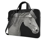 GDSHJKLW Borsa a tracolla per computer portatile da 13 pollici per uomo e donna, borsa messenger impermeabile con vista 3D cavallo borsa per laptop con maniglia a tracolla
