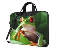 GDSHJKLW Borsa a tracolla per computer portatile da 35,5 cm, unisex, impermeabile, con grazioso motivo rana, con manico a tracolla