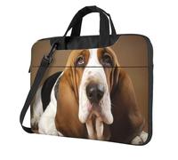 GDSHJKLW Borsa a tracolla per computer portatile, unisex, impermeabile, borsa a tracolla con maniglia, basset hound, Nero, 13 inch