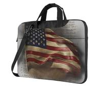 GDSHJKLW Borsa a tracolla per computer portatile, unisex, impermeabile, borsa messenger con bandiera americana, borsa per laptop con maniglia, Nero, 13 inch
