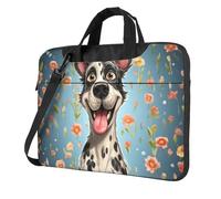 GDSHJKLW Borsa a tracolla per computer portatile, unisex, impermeabile, borsa messenger con cani divertenti, borsa per computer portatile con manico a tracolla, nero, 14 inch