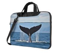 GDSHJKLW Borsa a tracolla per computer portatile, unisex, impermeabile, borsa messenger con coda di balena, borsa per laptop con manico a tracolla, Nero, 14 inch