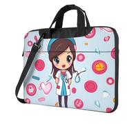 GDSHJKLW Borsa a tracolla per computer portatile, unisex, impermeabile, borsa messenger con graziosa borsa per infermiera, borsa con tracolla e maniglia, Nero, 14 inch