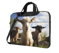 GDSHJKLW Borsa a tracolla per computer portatile, unisex, impermeabile, borsa messenger con graziosa capra e manico con tracolla, Nero, 13 inch