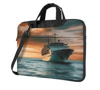 GDSHJKLW Borsa a tracolla per computer portatile, unisex, impermeabile, borsa messenger con nave da crociera, borsa per laptop con manico a tracolla, Nero, 14 inch