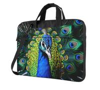 GDSHJKLW Borsa a tracolla per computer portatile, unisex, impermeabile, borsa messenger con pavone blu, borsa a tracolla con manico, Nero, 14 inch