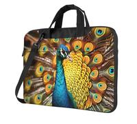 GDSHJKLW Borsa a tracolla per computer portatile, unisex, impermeabile, borsa messenger con pavone e maniglia per tracolla, nero, 13 inch