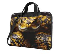 GDSHJKLW Borsa a tracolla per computer portatile, unisex, impermeabile, borsa messenger con serpente giallo, borsa per laptop con manico a tracolla, Nero, 14 inch