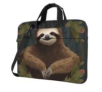 GDSHJKLW Borsa a tracolla per computer portatile, unisex, impermeabile, con bradipo e maniglia per tracolla, nero, 14 inch