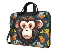 GDSHJKLW Borsa a tracolla per computer portatile, unisex, impermeabile, con motivo scimmia, con manico a tracolla, nero, 14 inch