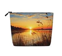 GDSHJKLW Borsa da trucco in lino da donna, organizer da viaggio impermeabile per cosmetici, leggera, con cerniera, organizer per articoli da toeletta con canne da trucco di The River