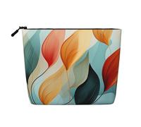 Gdshjklw Borsa da trucco in lino per donne, organizer da viaggio impermeabile per cosmetici, leggera, con cerniera, organizer per pennelli da trucco in stile moderno di metà secolo