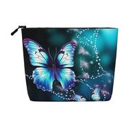 Gdshjklw Borsa da trucco in lino per donne, organizer da viaggio impermeabile per cosmetici, leggera, con cerniera, organizer per articoli da toeletta bella farfalla, 1 borsa per pennelli da trucco