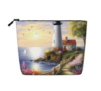 Gdshjklw Borsa da trucco in lino per donne, organizer da viaggio impermeabile per cosmetici, leggera, con cerniera, organizer per pennelli da trucco con faro e pittura a diamante