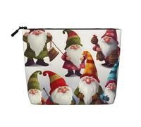 Gdshjklw Borsa da trucco in lino per donne, organizer da viaggio impermeabile per cosmetici, leggera, con cerniera, organizer per articoli da toeletta da viaggio con gnomi divertenti di Natale