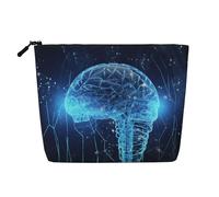 Gdshjklw Borsa da trucco in lino per donne, organizer da viaggio impermeabile per cosmetici, leggera, con cerniera, organizer per articoli da toeletta da viaggio con intelligenza artificiale per