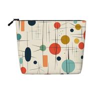 GDSHJKLW Borsa da trucco in lino per donne, organizer da viaggio impermeabile per cosmetici, leggera, con cerniera, organizer moderno per pennelli da trucco di metà secolo