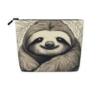 GDSHJKLW Borsa da trucco in lino per donne, organizer da viaggio impermeabile per cosmetici, leggera, con cerniera, organizer per pennelli da trucco con bradipo My Spirit