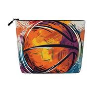 Gdshjklw Borsa da trucco in lino per donne, organizer da viaggio impermeabile per cosmetici, leggera, con cerniera, borsa da toilette organizer da basket colorata per schizzi e pennelli da trucco