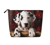 Gdshjklw Borsa da trucco in lino per donne, organizer da viaggio impermeabile per cosmetici, leggera, con cerniera, borsa da toeletta organizer per pennelli da trucco con cucciolo dalmata