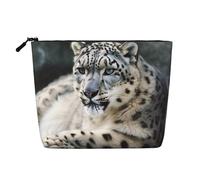 Gdshjklw Borsa da trucco in lino per donne, organizer da viaggio impermeabile per cosmetici, leggera, con cerniera, organizer per pennelli da trucco con leopardo delle nevi