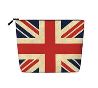Gdshjklw Borsa da trucco in lino per donne, organizer da viaggio impermeabile per cosmetici, leggera, con cerniera, borsa da toeletta organizer con bandiera britannica borsa per pennelli da trucco
