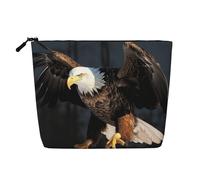 GDSHJKLW Borsa da trucco in lino per donne, organizer da viaggio impermeabile per cosmetici, leggera, con cerniera, borsa da toeletta organizer 3D aquila calva borsa per pennelli da trucco