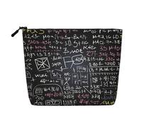 Gdshjklw Borsa da trucco in lino per donne, organizer da viaggio impermeabile per cosmetici, leggera, con cerniera, organizer per pennelli da trucco per formula matematica