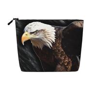 GDSHJKLW Borsa da trucco in lino per donne, organizer da viaggio impermeabile per cosmetici, leggera, con cerniera, borsa da toilette organizer per pennelli da trucco con aquila