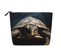 GDSHJKLW Borsa da trucco in lino per donne, organizer da viaggio impermeabile per cosmetici, leggera, con cerniera, organizer per pennelli da trucco con tartaruga, borsa per riporre pennelli da trucco